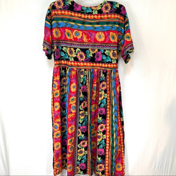 Saks Fifth Avenue Folio Collection Dress Sz XL.  Multicolored.  Cotton/rayon - Picture 2 of 8